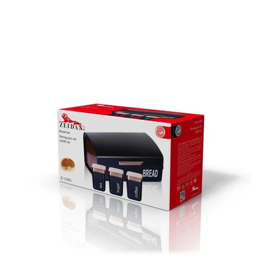 Хлебница Zeidan Z-11021 черная с банками для сыпучих