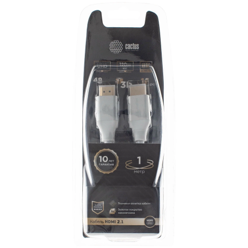 Кабель аудио-видео Cactus CS-HDMI.2.1-1 HDMI (m)/HDMI (m) 1м серебристый