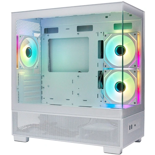 Корпус XASTRA Q500M 3ARGB-C10 White (Q500M-3FM12A-C10-WH) mATX/Aquarium/Screewless/ 3x120mm ARGB PWM FM fans/Argb+PWM HUB 10port