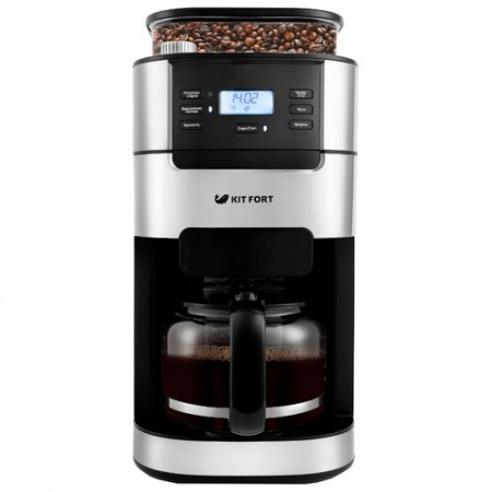 Кофеварка Капельная Kitfort Кт-720 Черный/Серебристый