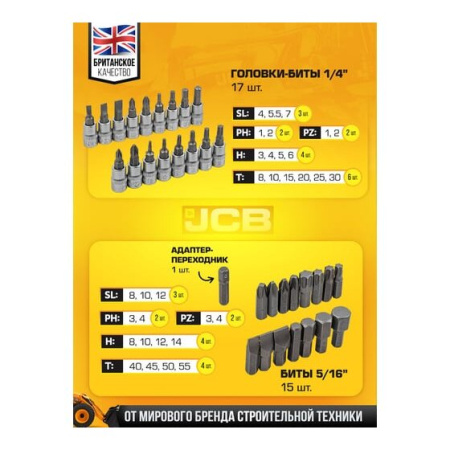 Набор инструментов JCB JCB-4821-5(56913) 82 пр., 1/4", 1/2" ( 6гр.)