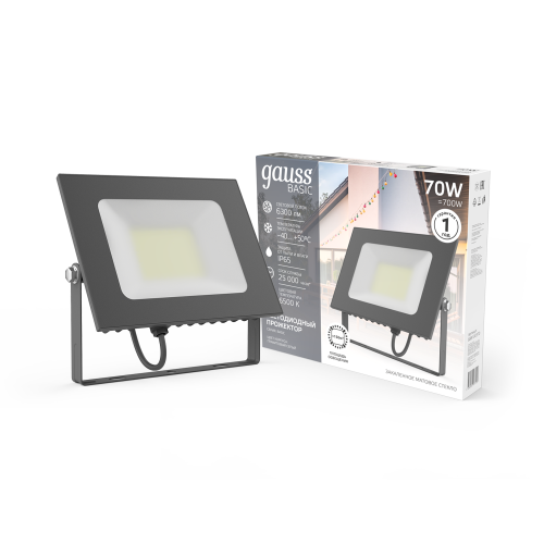 Прожектор уличный Gauss Qplus 688100370 светодиодный 70Вт графитовый