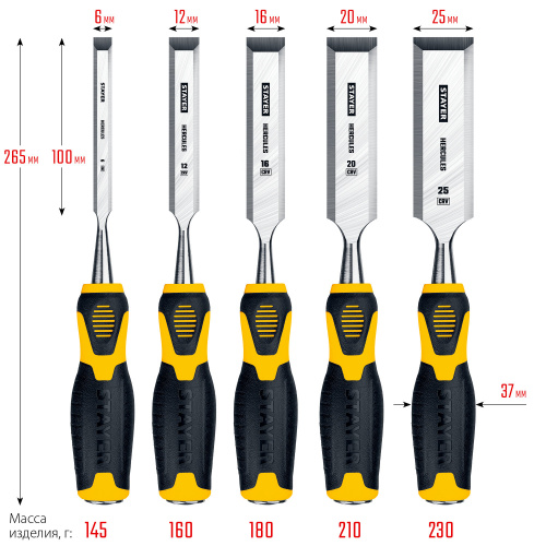 Набор стамесок-долот STAYER Hercules 18205-H5 z01 5шт