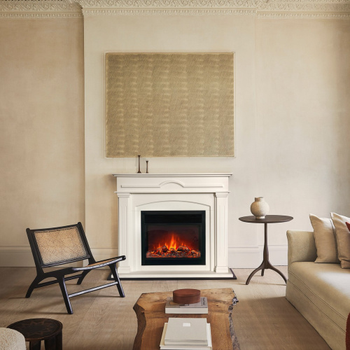 Электрокамин RealFlame Mirra 26 WT пастельно-белый с очагом Moonblaze Black