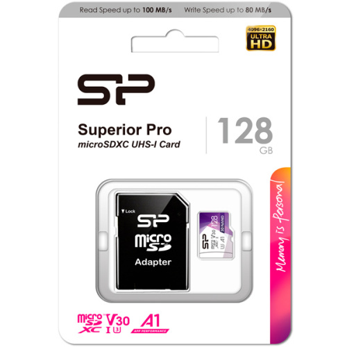 Карта памяти Silicon Power SP128GBSTXDU3V20AB microSD 128GB Superior Pro A1 microSDXC Class 10 UHS-I U3 Colorful 100/80 Mb/s (SD адаптер)