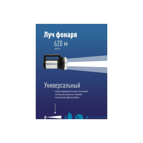 Фонарь ручной КОСМОС KOC900Lit Черный/серебристый