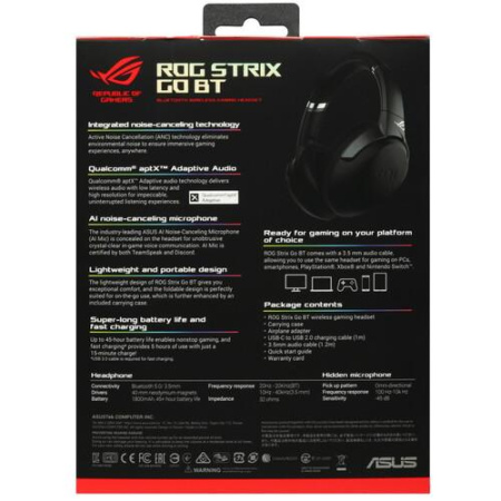 Беспроводные/проводные наушники ASUS ROG Strix Go BT черный