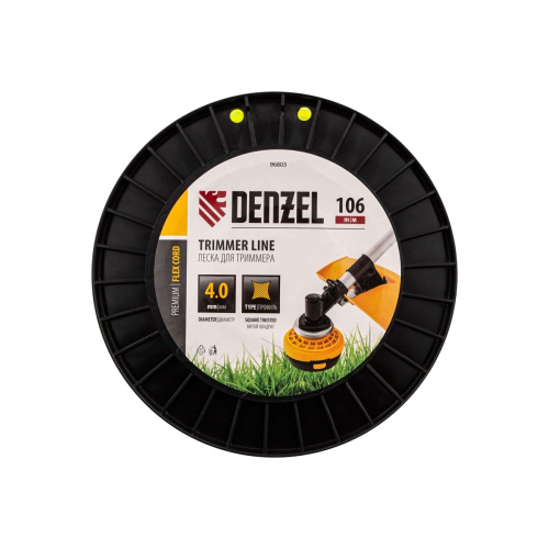 Леска для триммера Denzel Flex Cord 96803 витой квадрат, 4,0ммх106м, на DIN катушке
