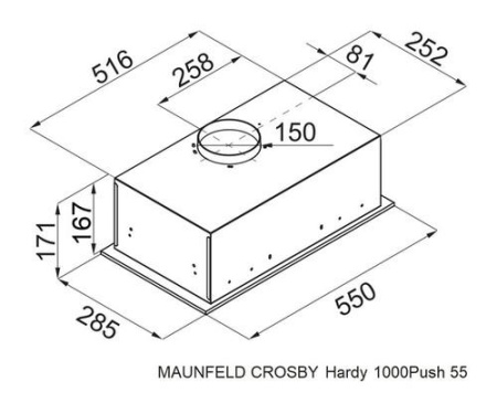 Вытяжка полновстраиваемая MAUNFELD CROSBY HARDY 1000Push серебристый