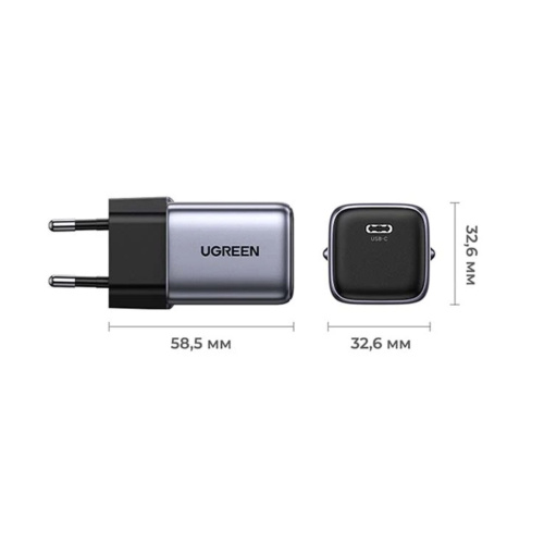СЗУ Ugreen CD318 (90664) Nexode 20W USB-C PD GaN Fast Charger Space Gray