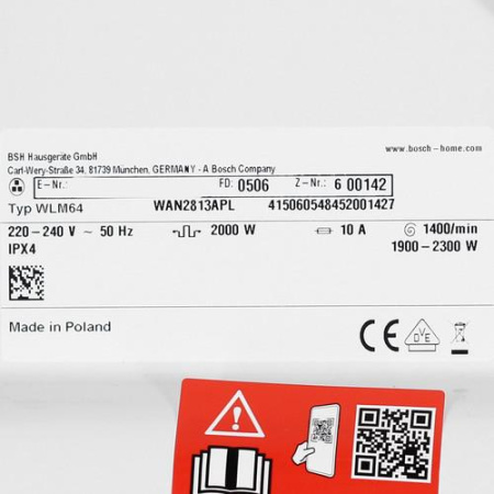 Стиральная машина Bosch WAN2813APL белый