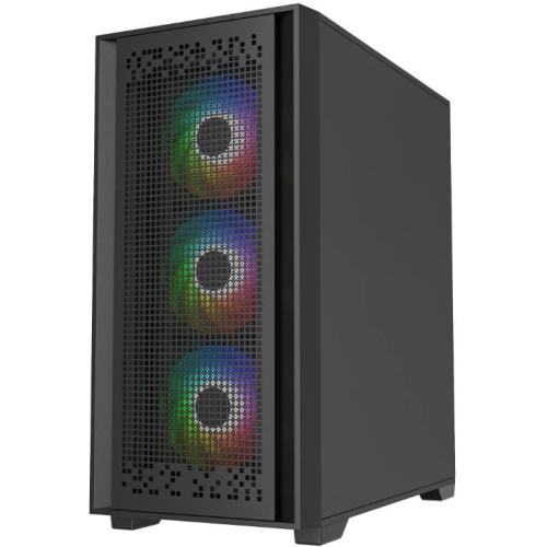 Корпус Powercase ByteFlow Micro Black (CAMBFB-A4), Tempered Glass, 4х 120mm ARGB fans, ARGB HUB, чёрный, mATX