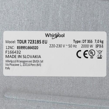 Стиральная машина Whirlpool TDLR 7231BS EU/N белый