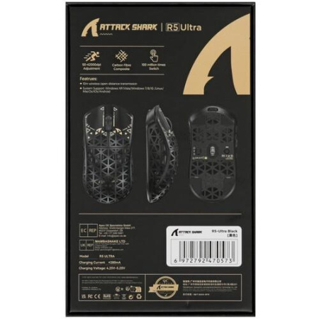 Мышь беспроводная/проводная Attack Shark R5 [SharkR5Black] черный