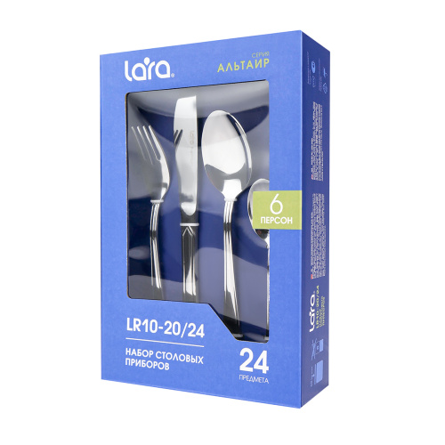 Набор столовых приборов LARA LR10-20/24 Альтаир 24 предмета, 6 персон, зеркальная полировка