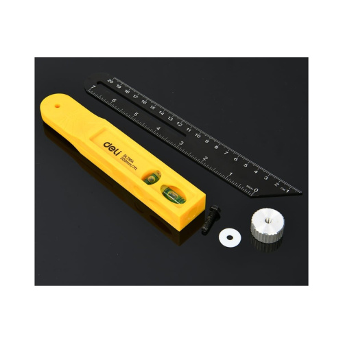 Угломер переставной-малка Deli DL7304 с пузырьковым уровнем 200мм