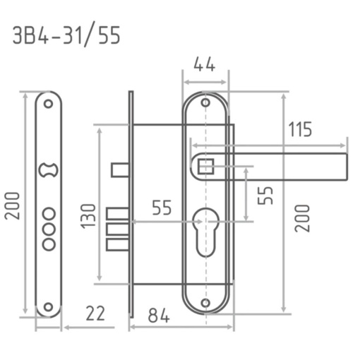 Замок врезной BORDER 20310