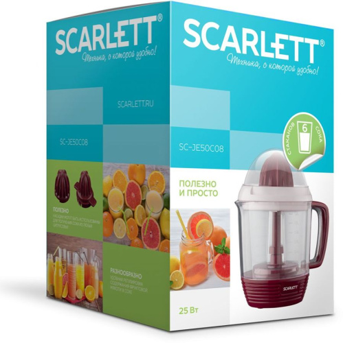 Соковыжималка цитрусовая Scarlett SC-JE50C08 красный/белый