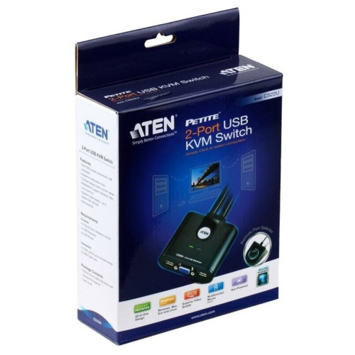 KVM-переключатель Aten CS22U-AT 2-Port USB VGA Cable KVM Switch with Remote Port Selector