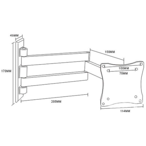Кронштейн для телевизора Arm Media LCD-7101 серебристый 10"-26" до15кг поворотно-выдвижной и наклонный