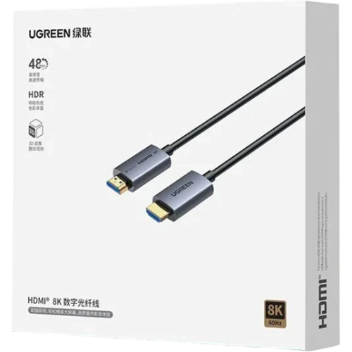 Кабель UGREEN HD183 (55508) HDMI 8K Fiber Optic Cable Male to Male Aluminum Shell 30m Dark Gray