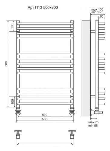 Водяной полотенцесушитель Terminus Арт П13 500х800
