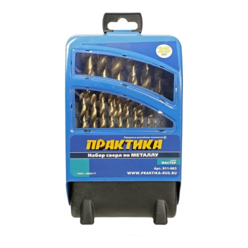 Набор сверл по металлу ПРАКТИКА Мастер 911-963 25 шт