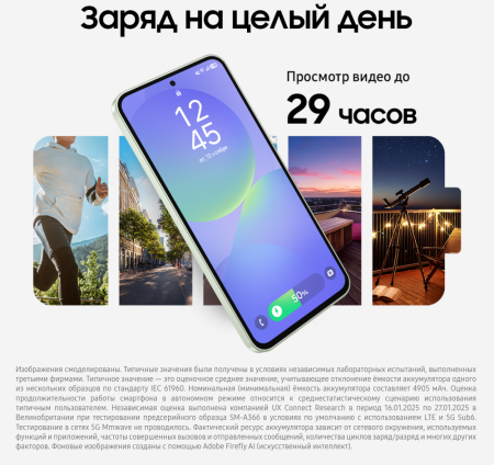 Смартфон Samsung Galaxy A36 8/256 Гб 5G Лайм (A366E)