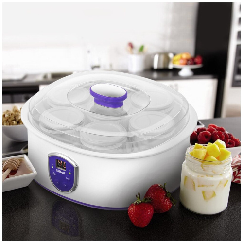 Йогуртница Kitfort КТ-2088-1 белый/фиолетовый