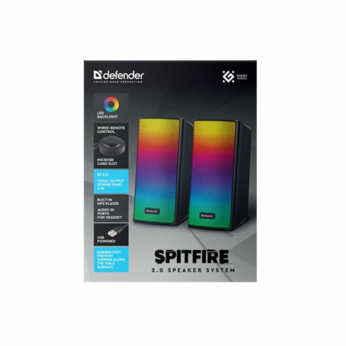 Колонки DEFENDER Spitfire 6Вт (65047) BT/light, питание от USB