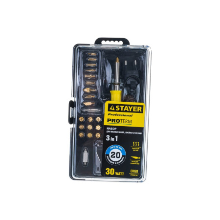 Выжигатель-ручка STAYER Professional 45227 3в1 с набором насадок 20 шт